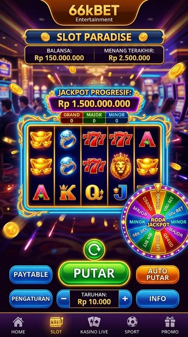 Tampilan aplikasi 66kbet yang menarik dan user-friendly.